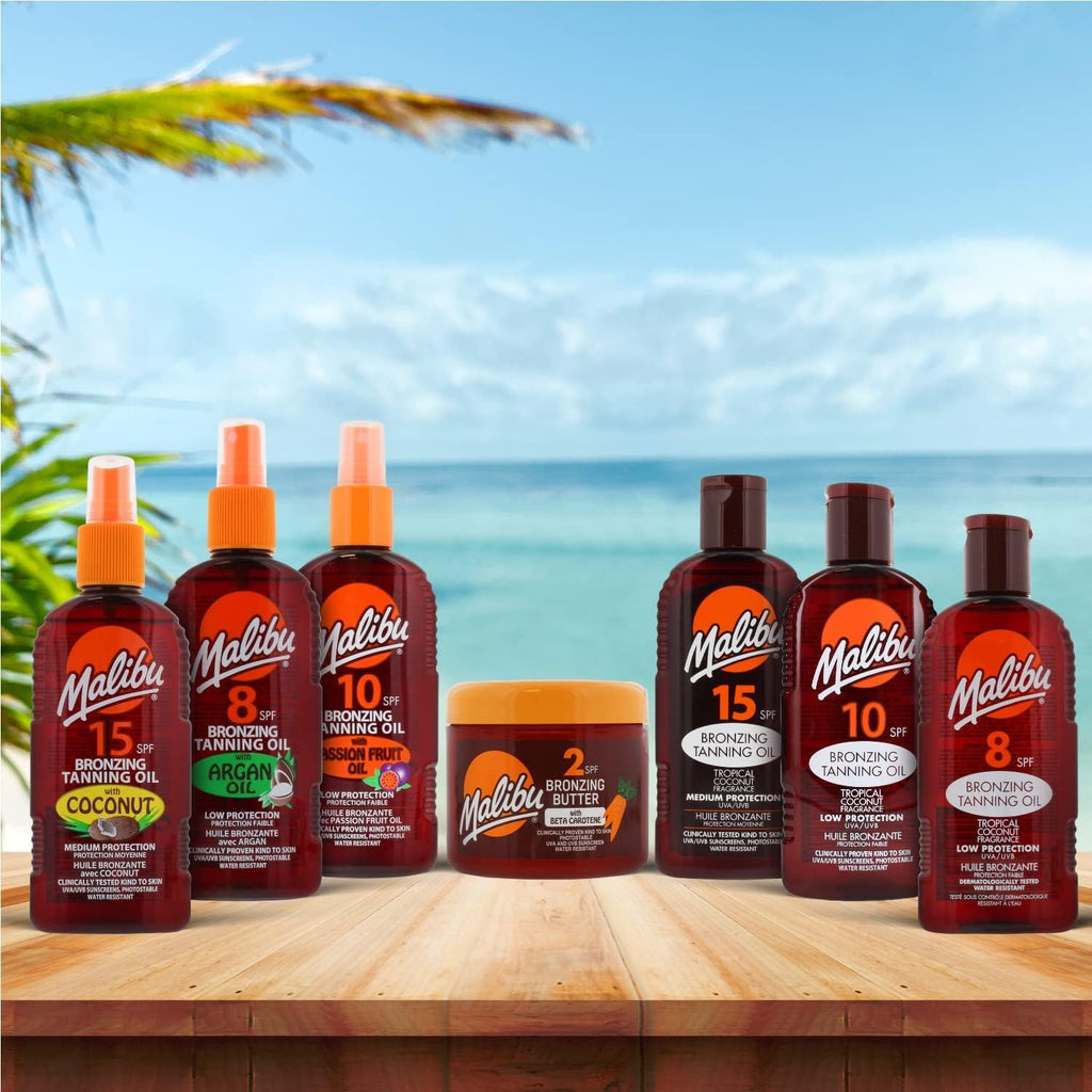 Malibu Sun Fast Tanning Oil - Tan Accelerator for Outdoor/Tanning Bed, Beta Carotene Carrot Extract & Vitamin E for Moisture & Hydration, Water-Resistant, Coconut, Cruelty-Free (6.8 Fl Oz)